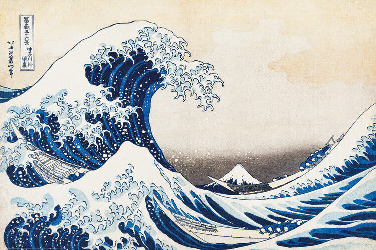 Kacušika Hokusai - Die große Welle vor Kanagawa, Katsushika Hokusai Poster, Plakat, 91.5 × 61 cm