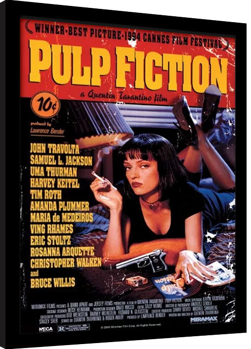 Pulp Fiction - Uma On Bed Gerahmte Poster, Bilder, 30 × 40 cm