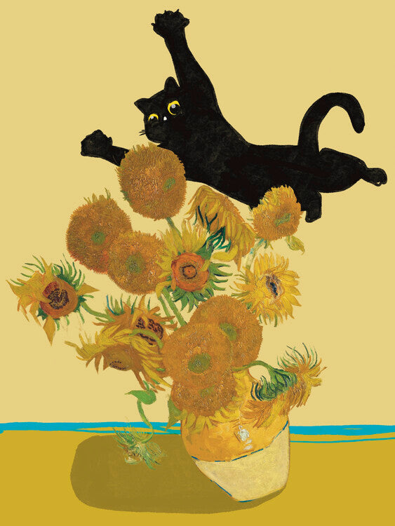 Leinwand Poster, Bilder Cat In Sunflowers, 60 × 80 cm