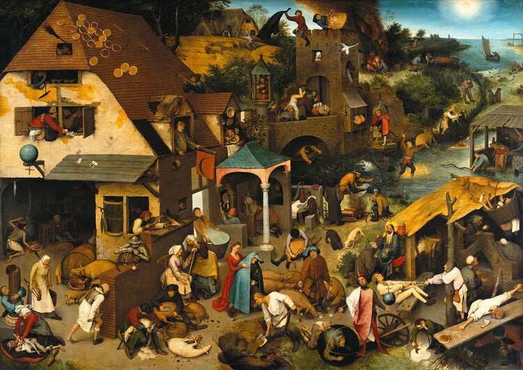 Netherlandish Proverbs, 1559, Pieter the Elder Bruegel Poster, Plakat, 40 × 30 cm