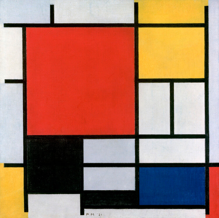 Composition with large red plane, Piet Mondrian Poster, Plakat, 40 × 40 cm