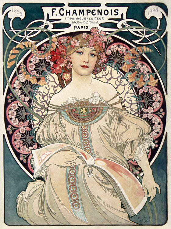 Lady in Green, Alfons Mucha Poster, Plakat, 30 × 40 cm
