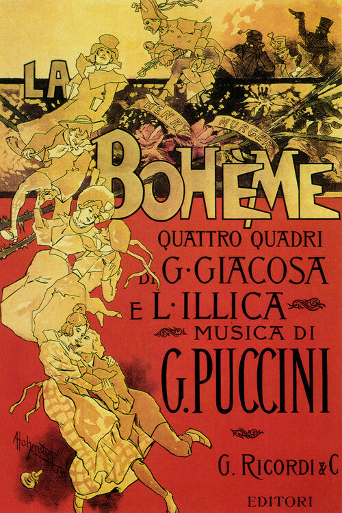 "La Boheme" by Giacomo Puccini (1895), Adolfo Hohenstein Poster, Plakat, 26.7 × 40 cm