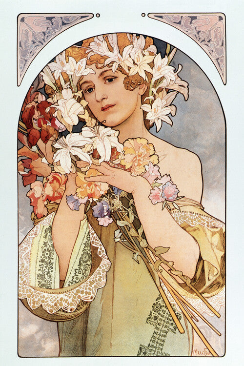 The Flower, Alfons Mucha Poster, Plakat, 26.7 × 40 cm