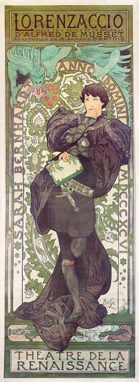 Lorenzaccio, Alfons Mucha Poster, Plakat, 21.8 × 60 cm