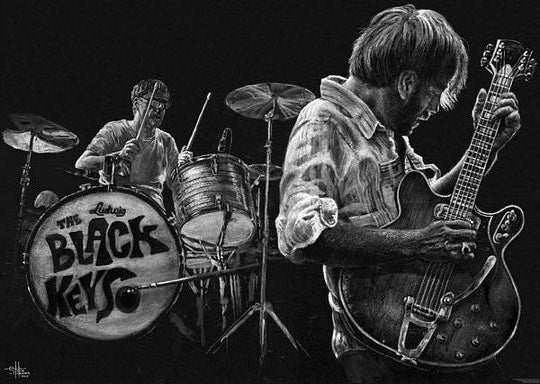 Black Keys - b/w drawing Poster, Plakat, 59.4 × 84.1 cm