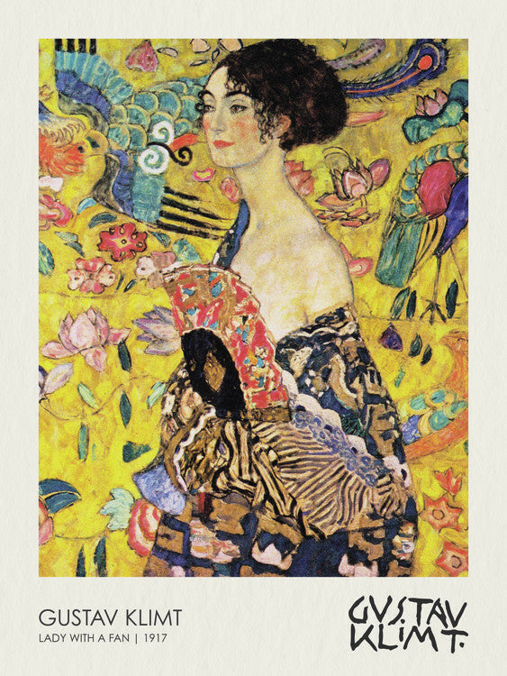 Die Dame mit dem Fächer, Gustav Klimt Poster, Plakat, 30 × 40 cm