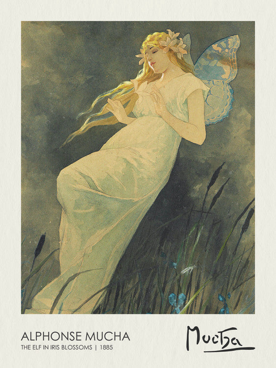 The Elf in the Iris Blossoms (1885), Alfons Mucha Poster, Plakat, 30 × 40 cm