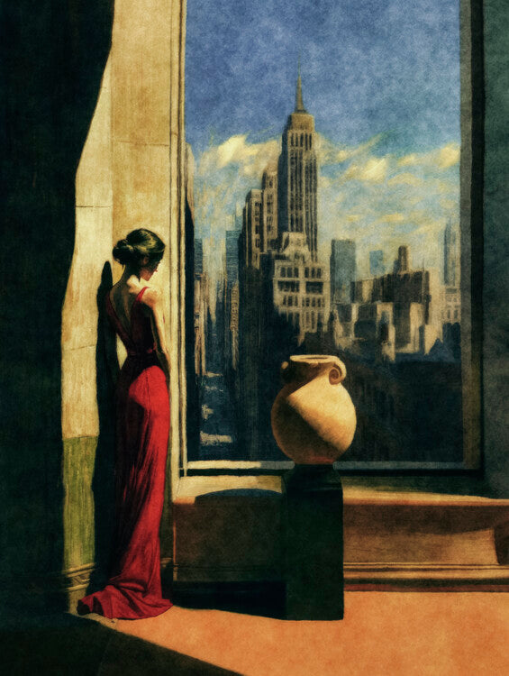 Leinwand Poster, Bilder Museum with a view inspired by Hopper, 60 × 80 cm