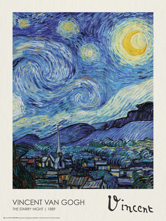 Starry Night, Vincent van Gogh Poster, Plakat, 45 × 60 cm