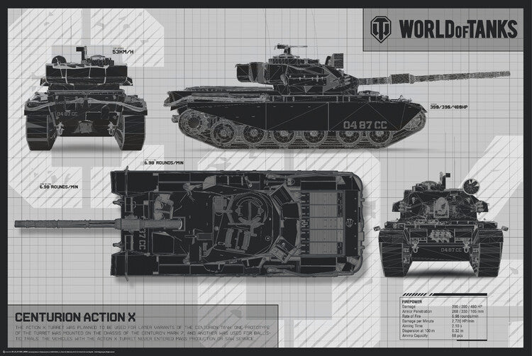 World of Tanks - Centurion Action X Poster, Plakat, 91.5 × 61 cm