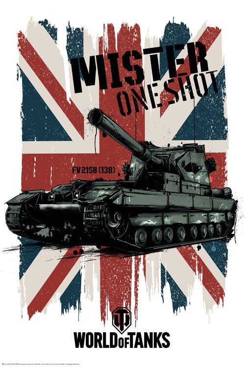 World of Tanks - Mister One Shot - Union Jack Poster, Plakat, 61 × 91.5 cm