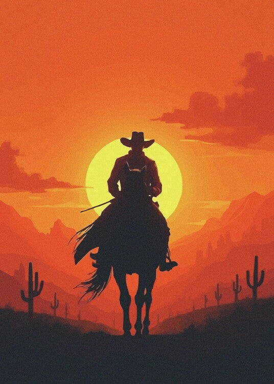 Leinwand Poster, Bilder Sunset Western Red, 65 × 90 cm