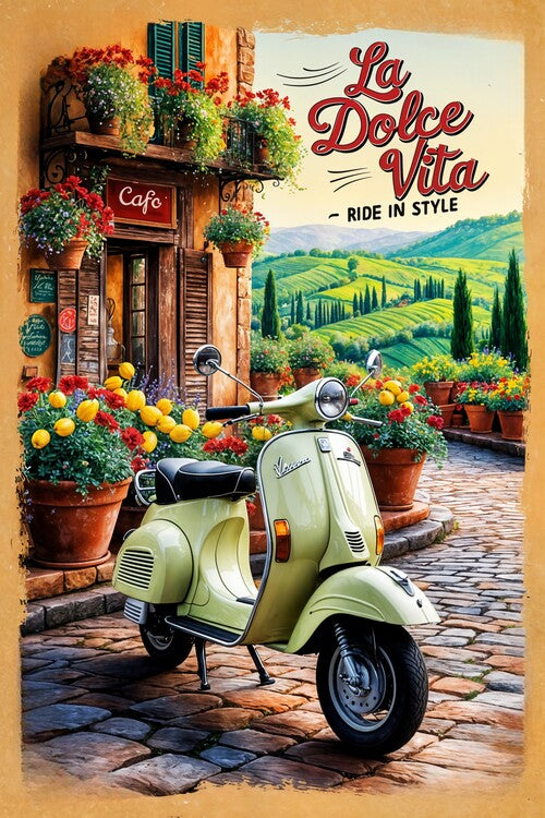 Leinwand Poster, Bilder Vintage Vespa Poster: Timeless Italian Style, 60 × 90 cm