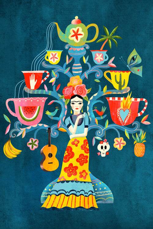 Leinwand Poster, Bilder Frida Mexican Tree of Life, Uta Krogmann, 60 × 90 cm