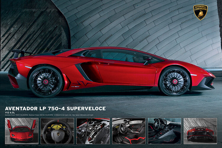 Lamborghini Aventador 750-4 SV Poster, Plakat, 91.5 × 61 cm