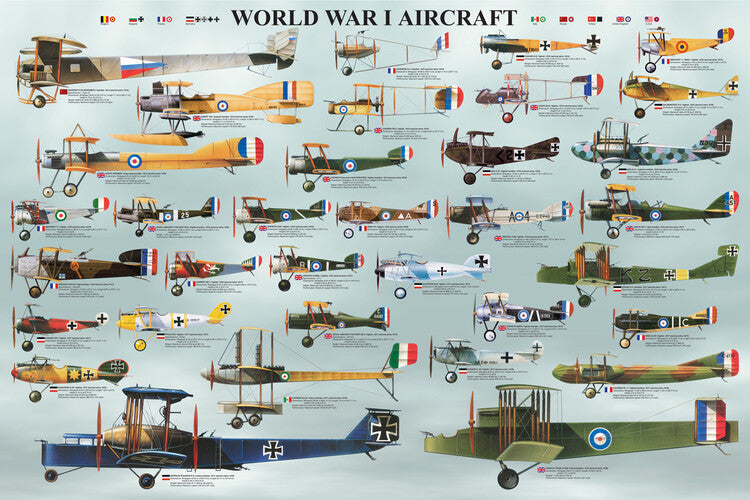 Flugzeuge des Ersten Weltkriegs Poster, Plakat, 91.5 × 61 cm