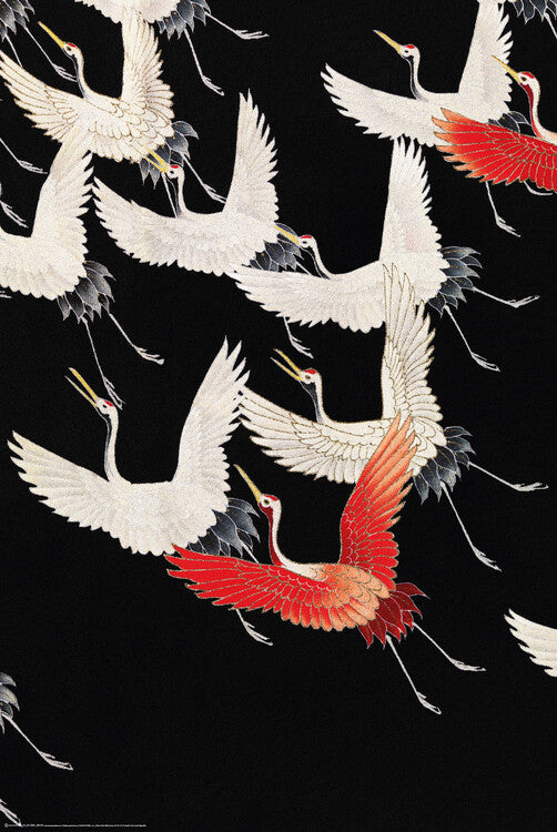 Furisode with a Myriad of Flying Cranes Poster, Plakat, 61 × 91.5 cm
