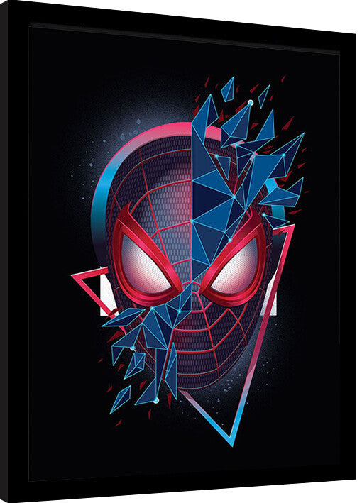Spider-Man - Red & Blue Geometric Gerahmte Poster, Bilder, 34.3 x 44.5 cm