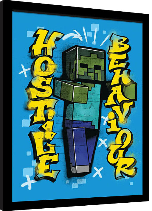 Minecraft - Hostile Behaviour Gerahmte Poster, Bilder, 34.3 x 44.5 cm