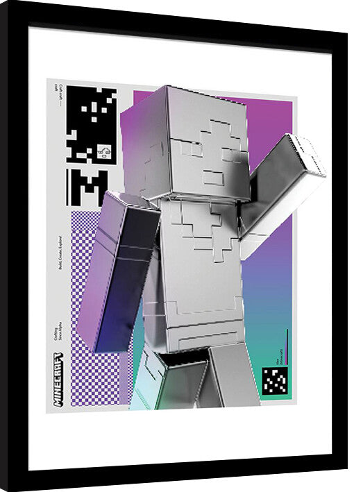Minecraft - Block Wave Gerahmte Poster, Bilder, 34.3 x 44.5 cm