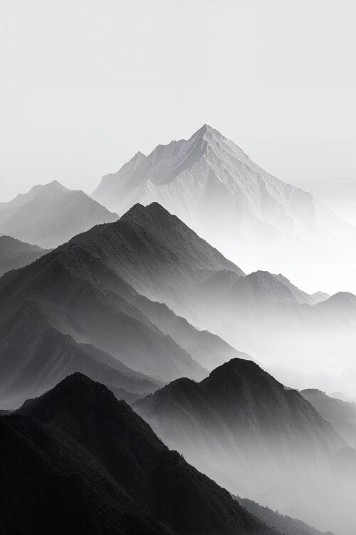 Leinwand Poster, Bilder Monochrome Peaks, 60 × 90 cm