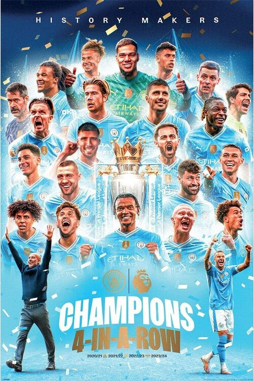 Manchester City - Champions 2024 Poster, Plakat, 61 × 91.5 cm