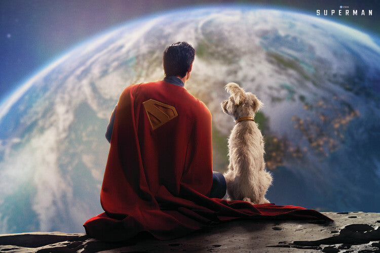 Leinwand Poster, Bilder Superman 2025 - Superman and Krypto on the Moon, 90 × 60 cm