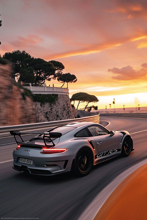 Sportscar at Sunset Poster, Plakat, 61 × 91.5 cm