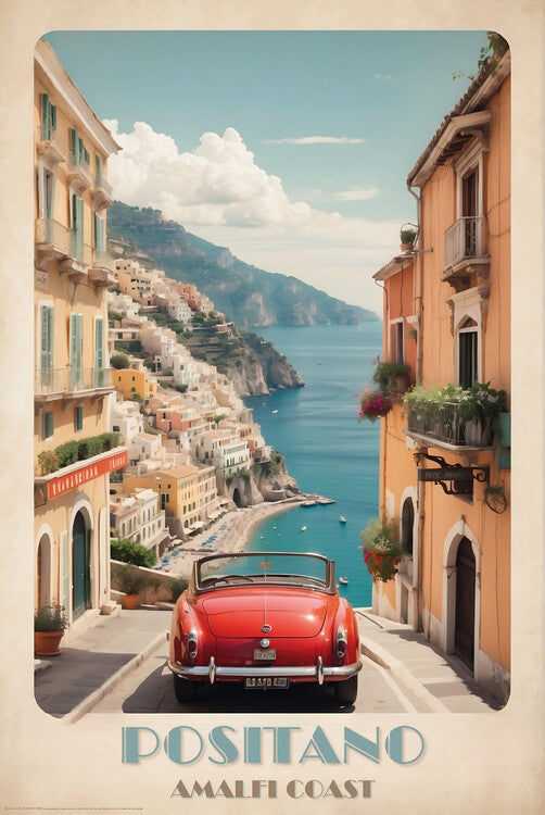 Coastal Dreams: Vintage Travel Poster of Positano Poster, Plakat, 61 × 91.5 cm