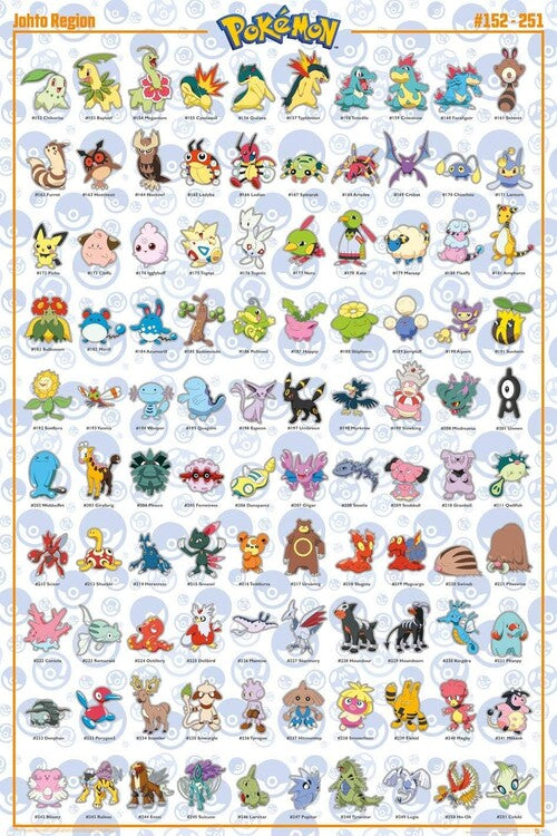 Pokemon - Johto Pokemon Poster, Plakat, 61 × 91.5 cm