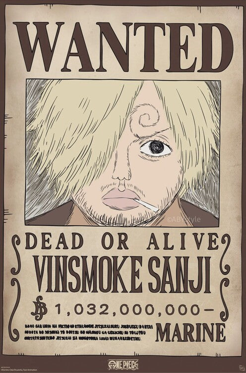 One Piece - Wanted Sanji Wano Poster, Plakat, 61 × 91.5 cm