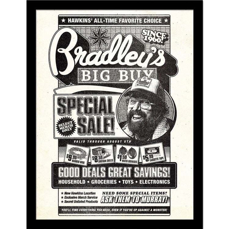 Stranger Things 5 - Bradley’s Big Buy Gerahmte Poster, Bilder, 33 x 43 cm