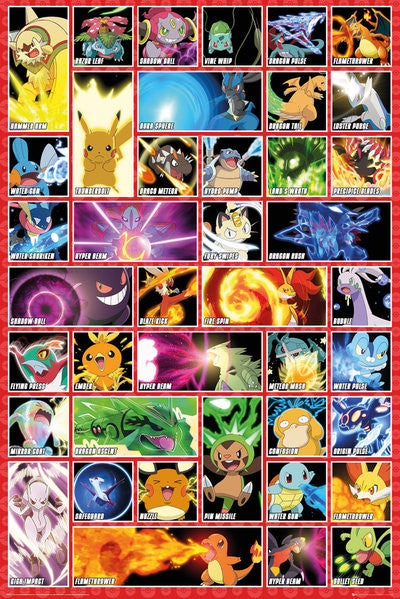 Pokémon - moves Poster, Plakat, 61 × 91.5 cm