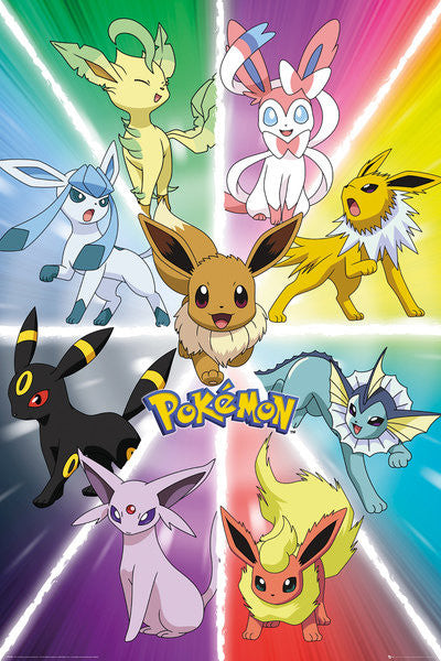 Pokemon - Eevee Evolution Poster, Plakat, 61 × 91.5 cm