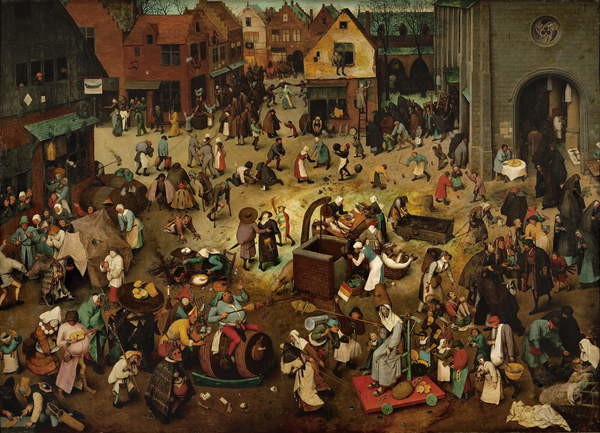 Leinwand Poster, Bilder Fight between Carnival and Lent, 1559, Pieter the Elder Bruegel, 90 × 65 cm