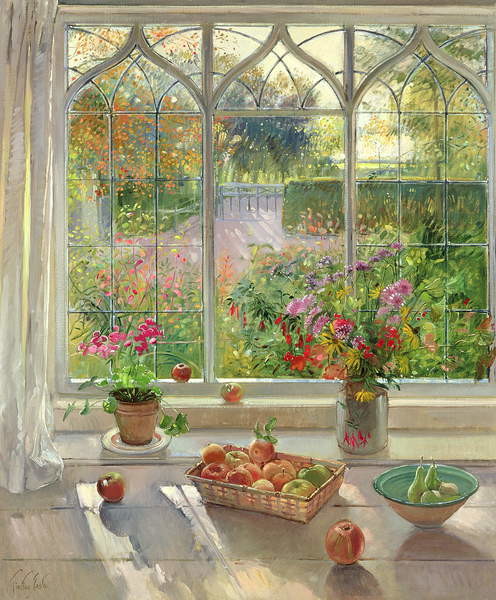 Leinwand Poster, Bilder Autumn Fruit and Flowers, 2001, Timothy Easton, 65 × 80 cm