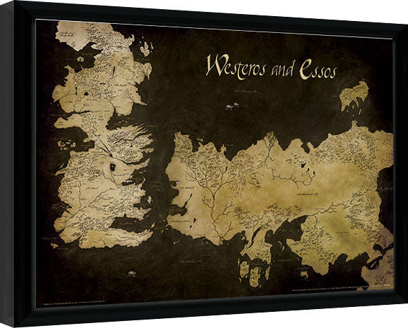 Game of Thrones - Westeros and Essos Antique Map Gerahmte Poster, Bilder, 40 × 30 cm