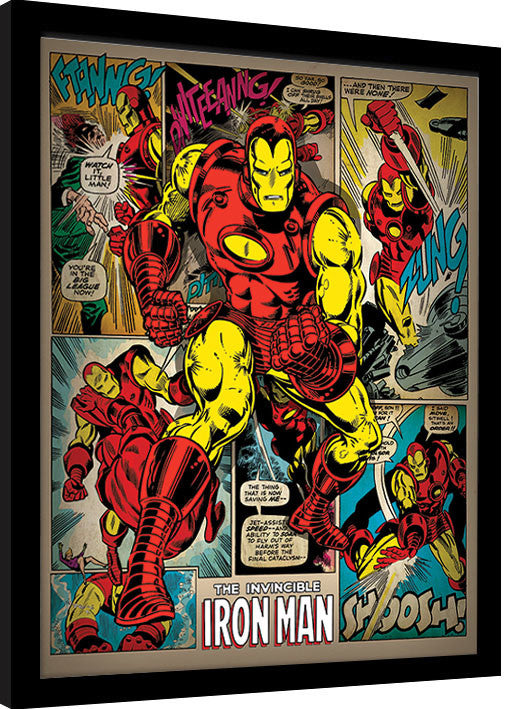 Iron Man - Retro Gerahmte Poster, Bilder, 34.3 × 44.5 cm