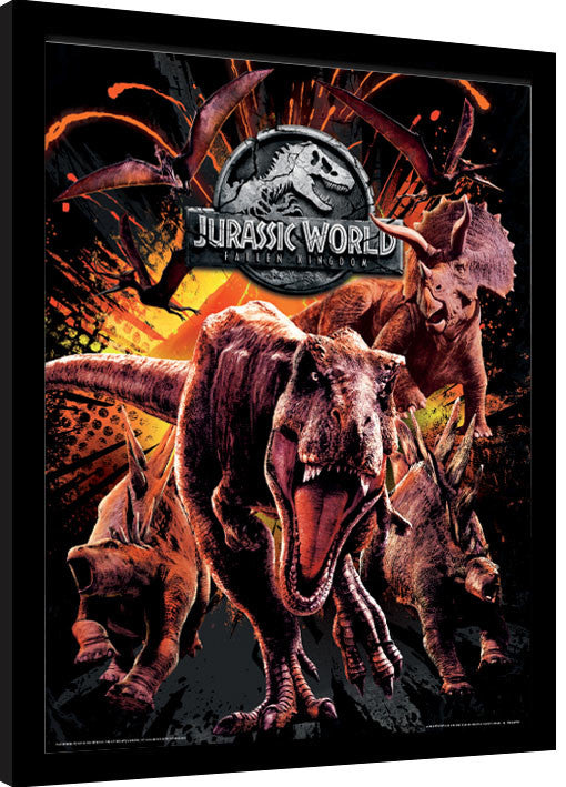 Jurassic World: Das Gefallene Königreich - Montage Gerahmte Poster, Bilder, 34.3 × 44.5 cm