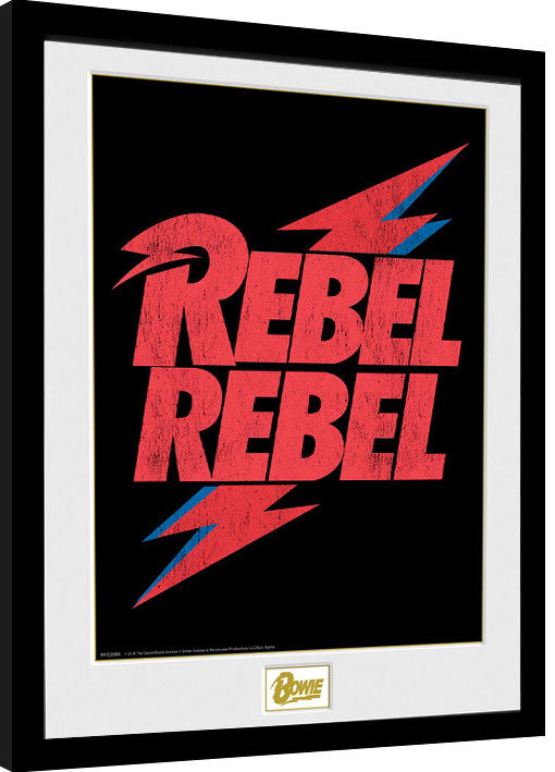 David Bowie - Rebel Rebel Logo Gerahmte Poster, Bilder, 30.5 × 40.6 cm