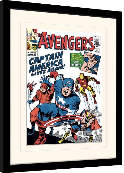 Marvel Comics - Captain America Lives Again Gerahmte Poster, Bilder, 34.3 × 44.5 cm