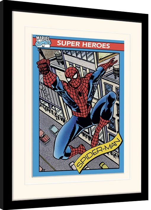 Marvel Comics - Spider-Man Trading Card Gerahmte Poster, Bilder, 30 × 40 cm