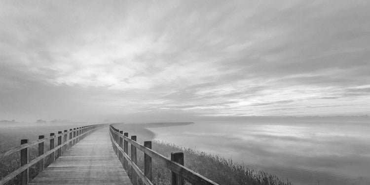 Leinwand Poster, Bilder The long wooden footbridge., Leif Løndal, 90 × 45 cm
