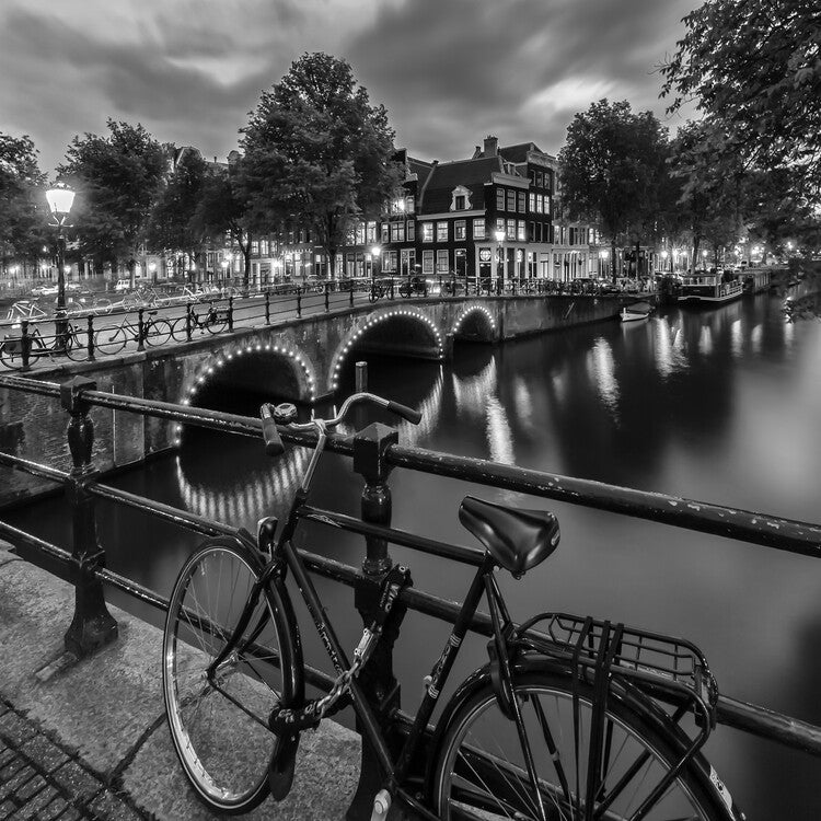 Leinwand Poster, Bilder AMSTERDAM Evening impression from Brouwersgracht, Melanie Viola, 70 × 70 cm