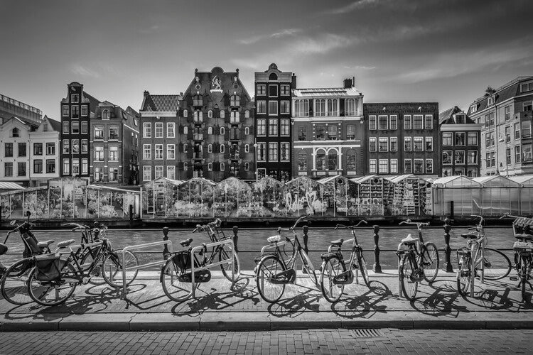 Leinwand Poster, Bilder AMSTERDAM Singel With Flower Market, Melanie Viola, 90 × 60 cm