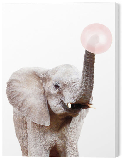 Leinwand Poster, Bilder Elephant with bubble gum, Sisi & Seb, 45 × 60 cm