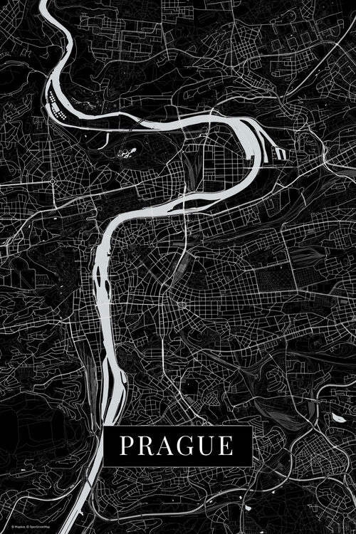 Prague black Poster, Plakat, 26.7 × 40 cm