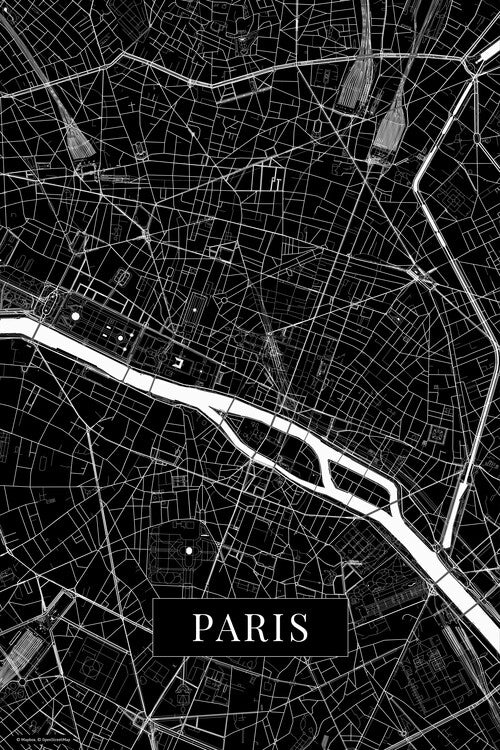 Paris black Poster, Plakat, 26.7 × 40 cm