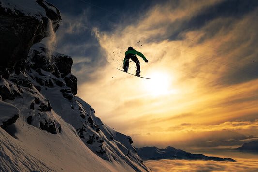 Leinwand Poster, Bilder Sunset Snowboarding, Jakob Sanne, 90 × 60 cm
